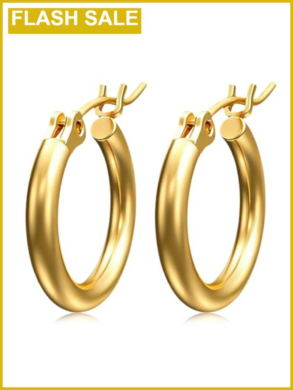 14K Gold Plated Hoop Earrings Hypoallergenic Huggie Clasp Minimalist